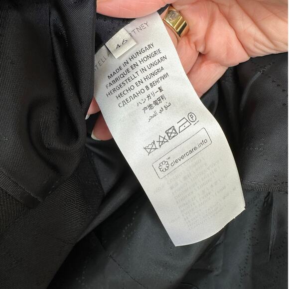 Stella McCartney Black Wool Embossed Double Breasted Button Blazer 46 / L - Picture 10 of 15